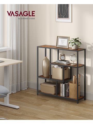 VASAGLE Bücherregal Barnet in Vintagebraun-Tintenschwarz - (B)100 x (H)103 x (T)30 cm