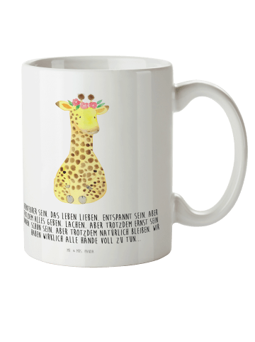 Mr. & Mrs. Panda Camping Tasse Giraffe Blumenkranz mit Spruch in Weiß