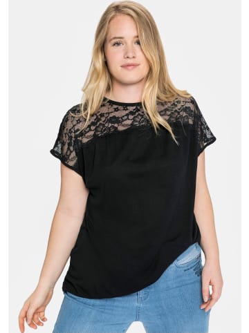 sheego Spitzenshirt in schwarz