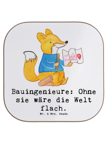 Mr. & Mrs. Panda Glasuntersetzer Bauingenieur Held mit Spruch in Weiß
