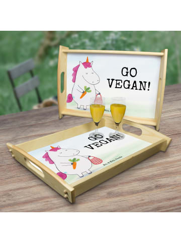 Mr. & Mrs. Panda Serviertablett Einhorn Vegan Design mit Spruch in Weiß