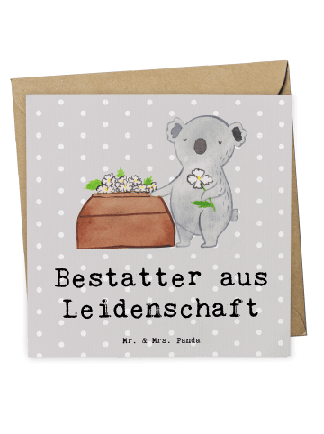 Mr. & Mrs. Panda Deluxe Karte Bestatter Leidenschaft mit Spruch in Grau Pastell