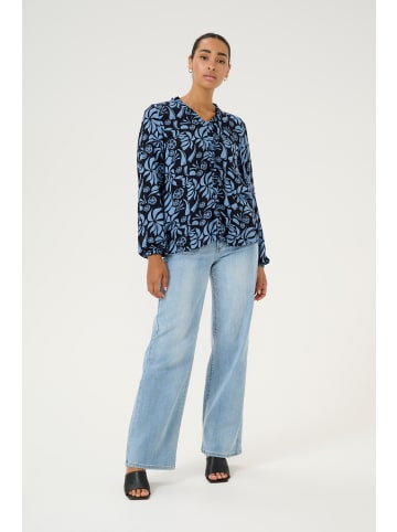 Kaffe Langarm-Bluse KAellen in Blue Flower Leaf Print