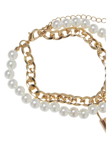Urban Classics Urban Classics Unisex Padlock Pearl Layering Bracelet in gold
