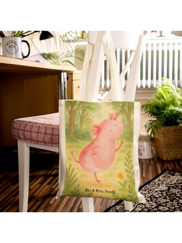 Mr. & Mrs. Panda Stofftasche Axolotl Tanzen Design ohne Spruch in Weiß