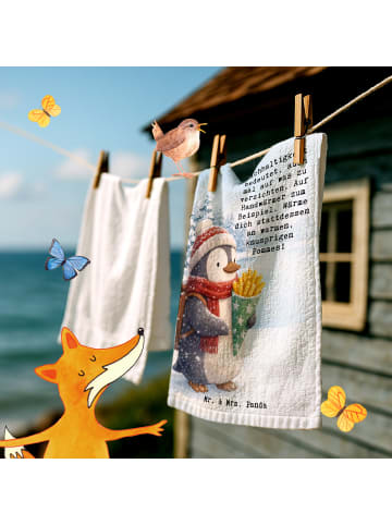 Mr. & Mrs. Panda Handtuch Pinguin Winter Pommes Design mit Spruch in Weiß