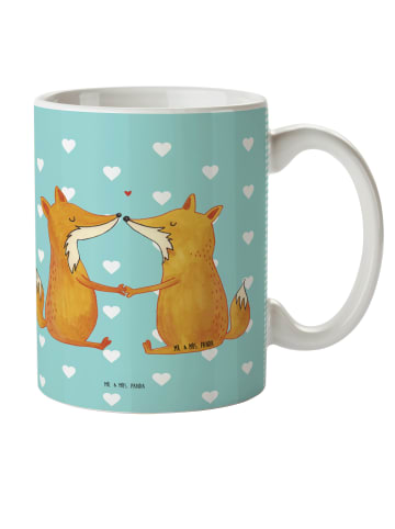 Mr. & Mrs. Panda Tasse Füchse Liebe ohne Spruch in Türkis Pastell