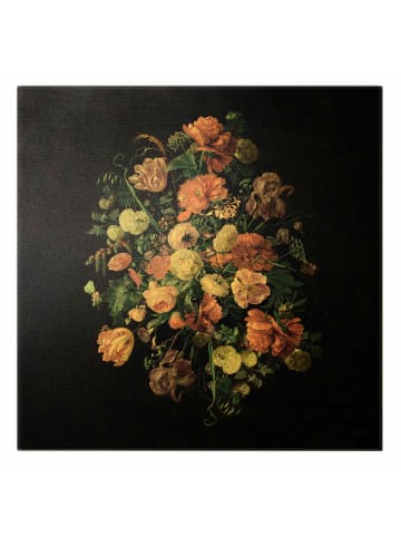 WALLART Leinwandbild Gold - Jan Davidsz de Heem - Dunkles Blumenbouquet in Schwarz