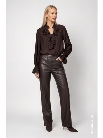 monari Bluse mit Volants und Stehkragen in Black Coffee