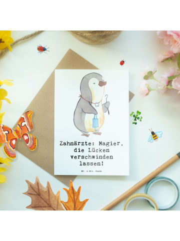 Mr. & Mrs. Panda doppelkarte Zahnarzt Magier mit Spruch in Weiß