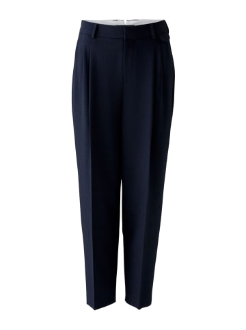 Oui Hoch geschnittene Bundfaltenhose aus elastischer Garbadine in Darkblue