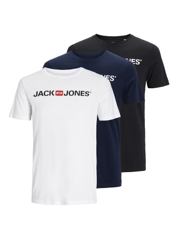 Jack & Jones Kurzarmshirts 3er Pack in black-multi-Black-White-Navy