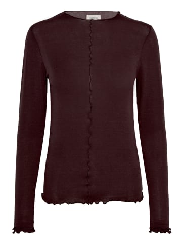 CARTOON Langarm-Shirt mit Kragen in Dunkelbraun