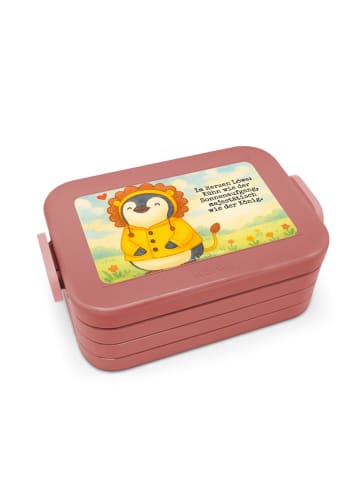 Mr. & Mrs. Panda Bentobox Löwe Astrologie Design mit Spruch in Rot Pastell