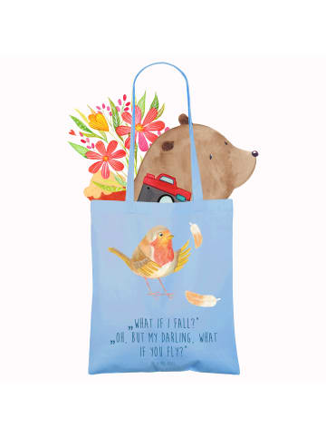 Mr. & Mrs. Panda Tasche Rotkehlchen Federn mit Spruch in Sky Blue