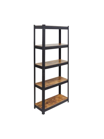 relaxdays Schwerlastregal in Schwarz/Braun - (B)75 x (H)180 x (T)30 cm