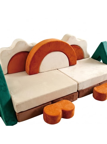 relaxdays 18tlg. Kinder-Spielsofa Set "Samt" in Bunt - (B)194 x (H)53 x (T)66 cm