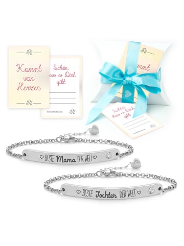 Himmelsflüsterer  Armbandset "beste Mama & beste Tochter" mit Geschenkbox & Grußkarte in Silber