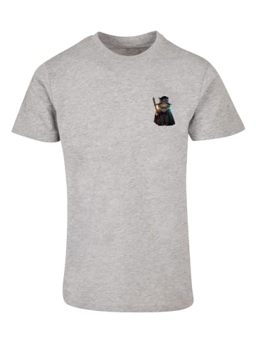 F4NT4STIC T-Shirt Wizard Cat TEE UNISEX in grau meliert