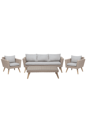 Beliani 4-tlg Sitzgruppe VITTORIA in /Grau/Beige