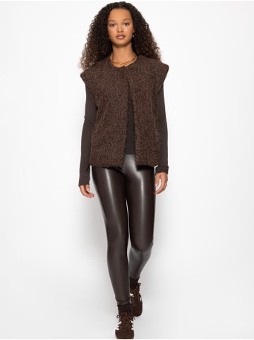 SASSYCLASSY Ärmellose Weste mit Wollstruktur in Braun
