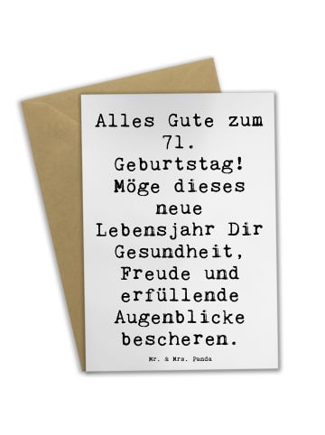 Mr. & Mrs. Panda Glückwunschkarte Spruch 71. Geburtstag mit Spruch in Weiß