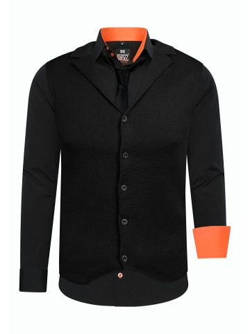 Rusty Neal Hemd mit Weste und Krawatte in Schwarz / Orange