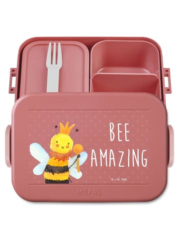 Mr. & Mrs. Panda Lebensmittelbehälter Biene König Motiv mit Spruch in Rot Pastell