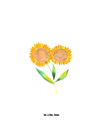 Mr. & Mrs. Panda Trinkflasche Blume Sonnenblume ohne Spruch in Weiß