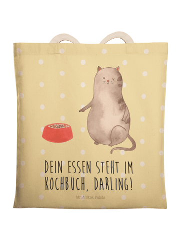 Mr. & Mrs. Panda Einkaufstasche Katze Fressen mit Spruch in Gelb Pastell