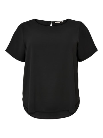 ONLY Carmakoma Kurzarm Design Bluse Plus Size Curvy Shirt CARVICA Übergröße in Schwarz