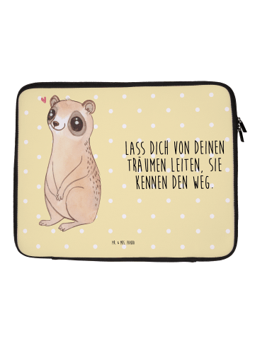 Mr. & Mrs. Panda Laptop Tasche Plumplori Glücklich mit Spruch in Gelb Pastell