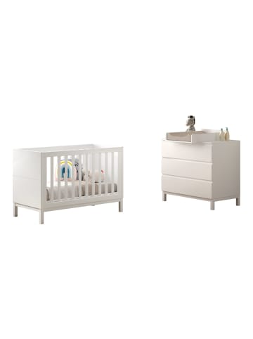 58 aufm Kessel BABYZIMMER SET Keely Kiefer & MDF weiß mit Babybett und Wickelkommode