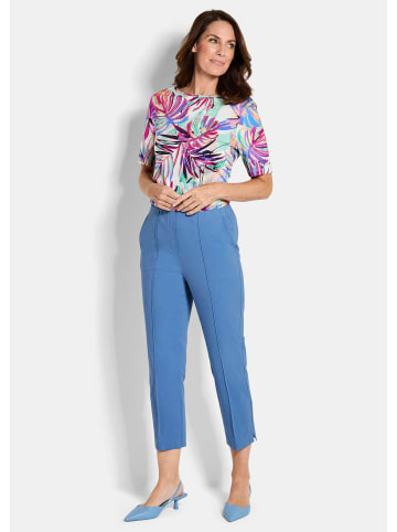 GOLDNER Kurzgröße:  Bengalinhose Elegante 7/8-Hose mit Biesen in blau