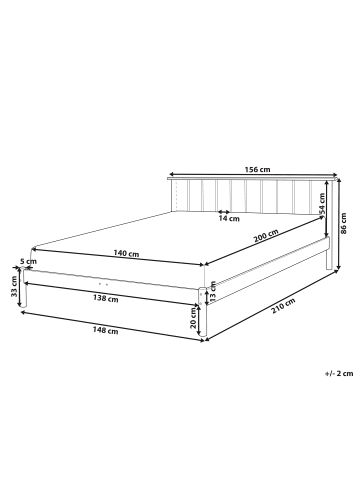 Beliani Doppelbett BARRET in Braun - (W) 156 x (H) 86 x (L) 210 cm