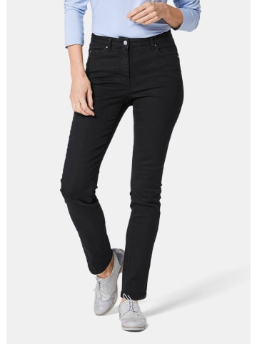 GOLDNER Kurzgröße: Jeanshose Lange Freizeithose BELLA mit Formbund in schwarz