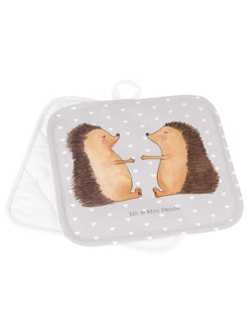 Mr. & Mrs. Panda Topflappen Igel Liebe ohne Spruch in Grau Pastell