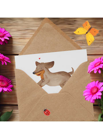 Mr. & Mrs. Panda Grußkarte Hund Dackel mit Spruch in Weiß