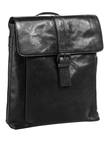 SPIKES & SPARROW Rucksack echt Leder in schwarz