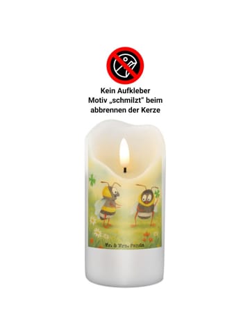 Mr. & Mrs. Panda Adventskerze Bienen Paar Design mit Spruch in Weiß