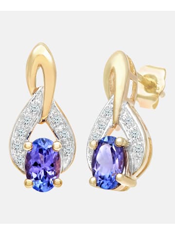Diamant L'éternel Ohrhänger aus 375 Gelbgold mit Diamant mit Tansanit