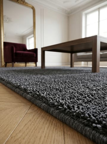 KADIMA DESIGN Teppich Kurzflor Waschbar Einfarbig MAIN Strapazierfähig OEKO-TEX in Grau