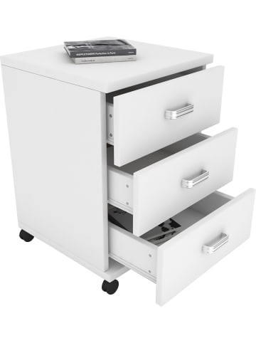 VCM  Holz Rollcontainer Bürocontainer Schublade Tobila in Weiß