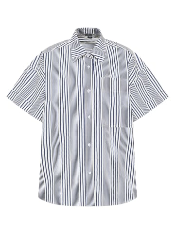 DreiMaster Maritim Bluse in Wollweiss Marine