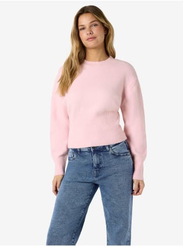 Noisy may Strukturierter Strickpullover Rundhalsausschnitt in Rosa-2