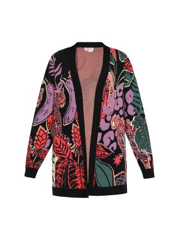 IZIA Women Cardigan in dark green multicolor