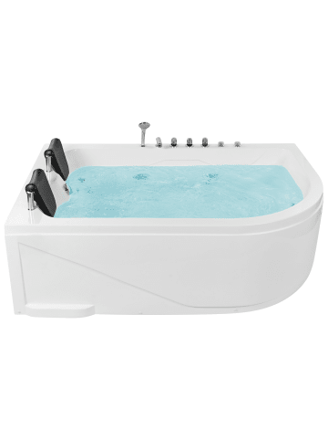 Beliani Eckbadewannen CALAMA in Weiß/Schwarz/Silber - (W) 120 x (H) 70 x (L) 180 cm