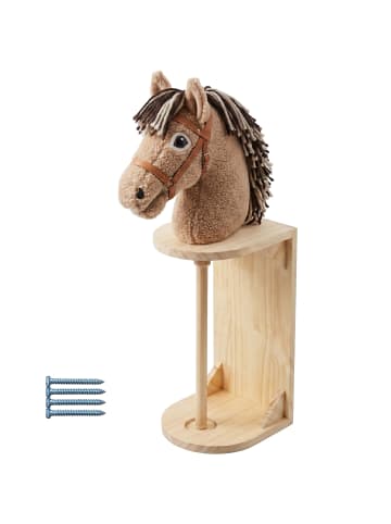 relaxdays Steckenpferd-Halter in Natur - (B)15 x (H)35 x (T)15 cm