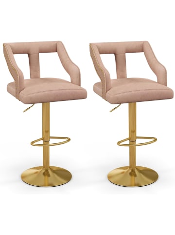 COSTWAY 2er Set Barhocker 46 x 42 x 63-85 cm in Rosa