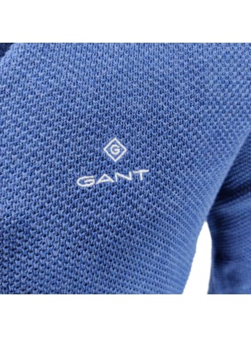 Gant Strickjacke aus Baumwoll-Piqué in Denim blue melange